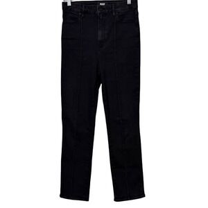 Paige Faded Black High Rise Cindy Straight Leg Stretch Seam Front Jeans Women 28